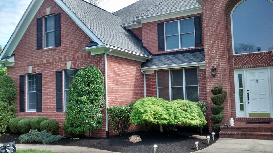 Trimmed topiary and cleaned landscape beds after a seasonal cleanup